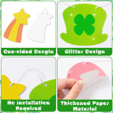 Qimgic St. Patrick's Day Banner - 4pcs Lucky Charms Glitter Hanging Garland Decoration, No DIY Needed Green Shamrock Clover Party Supplies Hang Paper Bunting for Home Classroom Fireplace Wall 8.5 Feet