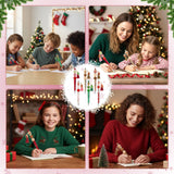 QIMGIC Christmas Beadable Pens Kit - 12 Set Xmas DIY Ballpoint Pen Making with Bead Craft, Christmas Party Gingerbread Beaded Pen Bulk Charm Crafting Supplies for Winter School Students Gift