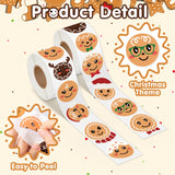 Qimgic Christmas Gingerbread Face Stickers - 2 Rolls 1000pcs Cute Gingerbread Vinyl Sticker Decoration, Funny Winter Decal Label Decor Supplies for Xmas Tree Ball Cup Scrapbook Bottle Laptop