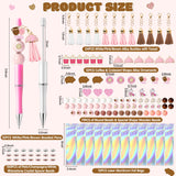 QIMGIC Cafecito Beadable Pens Kit - 12 Set Funny Cafecito Chisme DIY Ballpoint Pen Making with Bead Craft, Coffee Party Beaded Pen Bulk Charm Tassel Supplies for Women School Students Gift