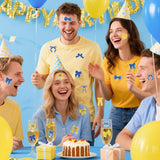 Qimgic Bow Stickers for Spring Summer - 1000pcs 2 Rolls Bow Knot Vinyl Sticker Decoration, Blue Yellow Inspirational Decal Label Holiday Decor Supplies for Event Campaign Scrapbook Bottle Laptop
