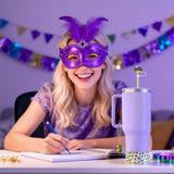 QIMGIC Mardi Gras Cup Accessories - 6pcs Carnival Silicone Boot with Straw Cover Mask Handle Charm Compatible with 30 oz 40 oz Tumblers, Mardi Gras Decor Gifts for Girls Women Masquerade Party