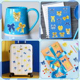 Qimgic Bow Stickers for Spring Summer - 1000pcs 2 Rolls Bow Knot Vinyl Sticker Decoration, Blue Yellow Inspirational Decal Label Holiday Decor Supplies for Event Campaign Scrapbook Bottle Laptop