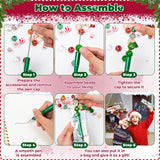 QIMGIC Christmas Beadable Pens Kit - 12 Set Xmas DIY Ballpoint Pen Making with Bead Craft, Christmas Party Gingerbread Beaded Pen Bulk Charm Crafting Supplies for Winter School Students Gift
