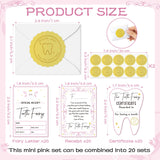 Qimgic Mini Tooth Receipt Gifts - 20 Set Tooth Condition Cards with Envelope and Fairy Letter for Kids, Lost Teeth Certificate Keepsake Gift Bag with Stickers for Girls Boys Home School Award (Pink)