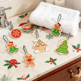 Qimgic Christmas Shower Curtain Hooks - 12pcs Santa Claus Gingerbread House Decorative Shower Decor Bathroom Accessories Set, Xmas Tree Rustproof Metal Curtains Rings for Festive Winter Holiday