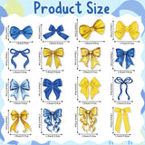 Qimgic Bow Stickers for Spring Summer - 1000pcs 2 Rolls Bow Knot Vinyl Sticker Decoration, Blue Yellow Inspirational Decal Label Holiday Decor Supplies for Event Campaign Scrapbook Bottle Laptop