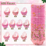 QIMGIC Christmas Mini Cupcake Liners - 600pcs Merry Christmas Candy Baking Cups Small Muffin Cupcake Wrappers, Pink Gingerbread Chocolate Cake Wrap Making Supplies for Xmas Eve Party(10 Styles)