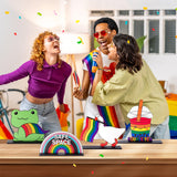 Qimgic LGBTQ Pride Centerpieces Decorations - 4pcs LGBT Gay Pride Month Wooden Tiered Tray Signs Table Decor, Animal Rainbow Flag Equality Detachable Table Topper for Home Kitchen Event Supplies