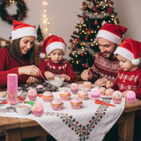QIMGIC Christmas Mini Cupcake Liners - 600pcs Merry Christmas Candy Baking Cups Small Muffin Cupcake Wrappers, Pink Gingerbread Chocolate Cake Wrap Making Supplies for Xmas Eve Party(10 Styles)