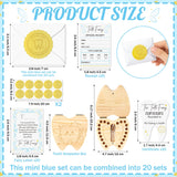 Qimgic Mini Tooth Receipt Gifts - 20 Set Tooth Cards with Envelope and Fairy Box Letter Kit for Kids, Lost Teeth Certificate Keepsake Postmark Gift Bag with Seal Sticker for Girl Boy Home Award (Blue)