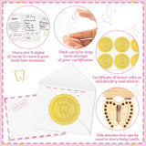 Qimgic Mini Tooth Receipt Gifts - 20 Set Tooth Cards with Envelope and Fairy Box Letter Kit for Kids, Lost Teeth Certificate Keepsake Postmark Gift Bag with Seal Sticker for Girl Boy Home Award (Pink)