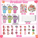 QIMGIC 24 Set Valentines Day Cards Gift for Kids Class School Classroom, Valentine's Craft Straw Covers Cap Sweet Sticker Bottle Card Exchange Present Bulk for Goodie Bag Stuff 30oz 40oz Cup Tumbler
