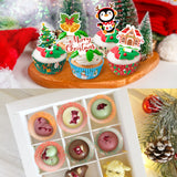 Qimgic Christmas Mini Cupcake Liners - 300pcs Xmas Small Muffin Wrappers and 300pcs Topper, Merry Christmas Cupcake Baking Cups Paper, Candy Cake Wrap Making Supplies for Xmas Eve Party (10 Styles)