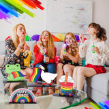 Qimgic LGBTQ Pride Centerpieces Decorations - 4pcs LGBT Gay Pride Month Wooden Tiered Tray Signs Table Decor, Animal Rainbow Flag Equality Detachable Table Topper for Home Kitchen Event Supplies