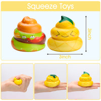 QIMGIC 12pcs Colorful Poo Squeeze Toys for Kids Party Favor, Kawaii Stretchy Stress Relief Squeeze Poo, Spoofing Shaped Decorative Toy for Children Anxiety, Birthday Party Lovely Gift for Boy Girl